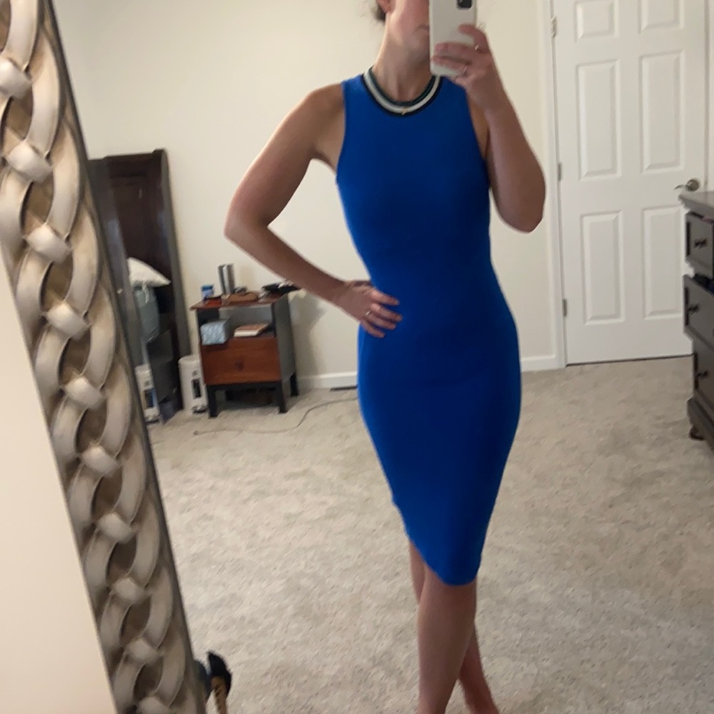 TOPSHOP cobalt blue bodycon midi dress size 4